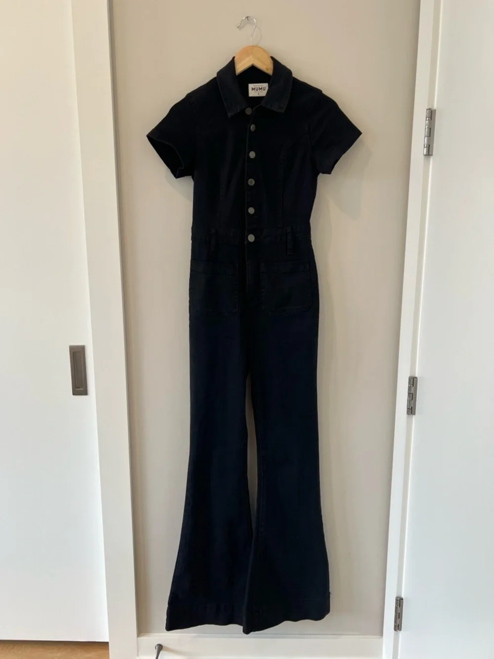 Show Me Your MuMu Everhart Black Short-Sleeve Button Up Jumpsuit - Picture 3 of 6
